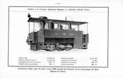 <b>Locomotive tender, type 18 tonnes</b><br>Société des Chemins de fer Economiques du Nord<br>Réseau de l'Isère<br>(voie 1m000)
